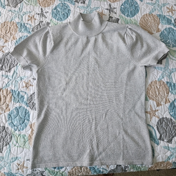 Grace elements, short sleeve, shimmery, thin sweater, size small, silk blend - Picture 1 of 4
